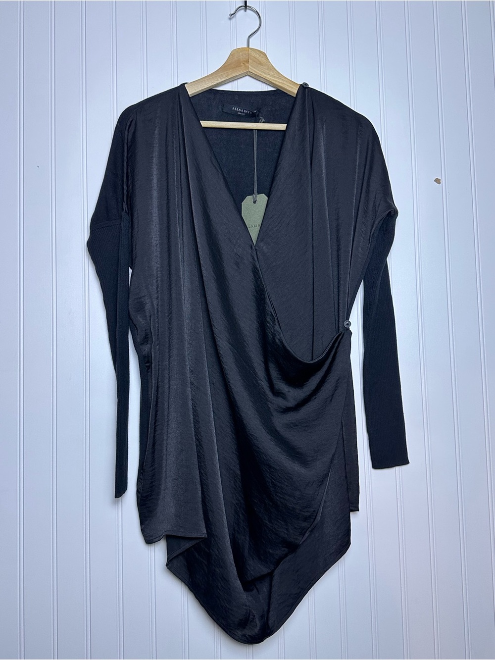 Allsaints - Erma Cowl Neck Top Long Sleeves Small NWT Minimalist - Picture 6 of 13